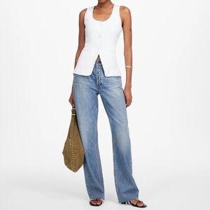 NWT Madewell 100% Linen Scoopneck Cutaway Vest Salt, size 6